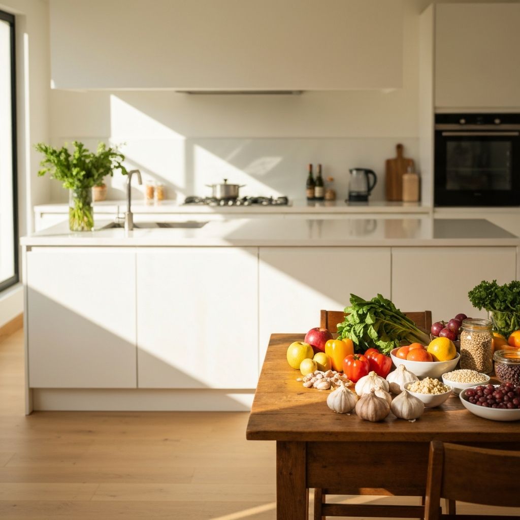 Neutrale Küchen- und Essensszene